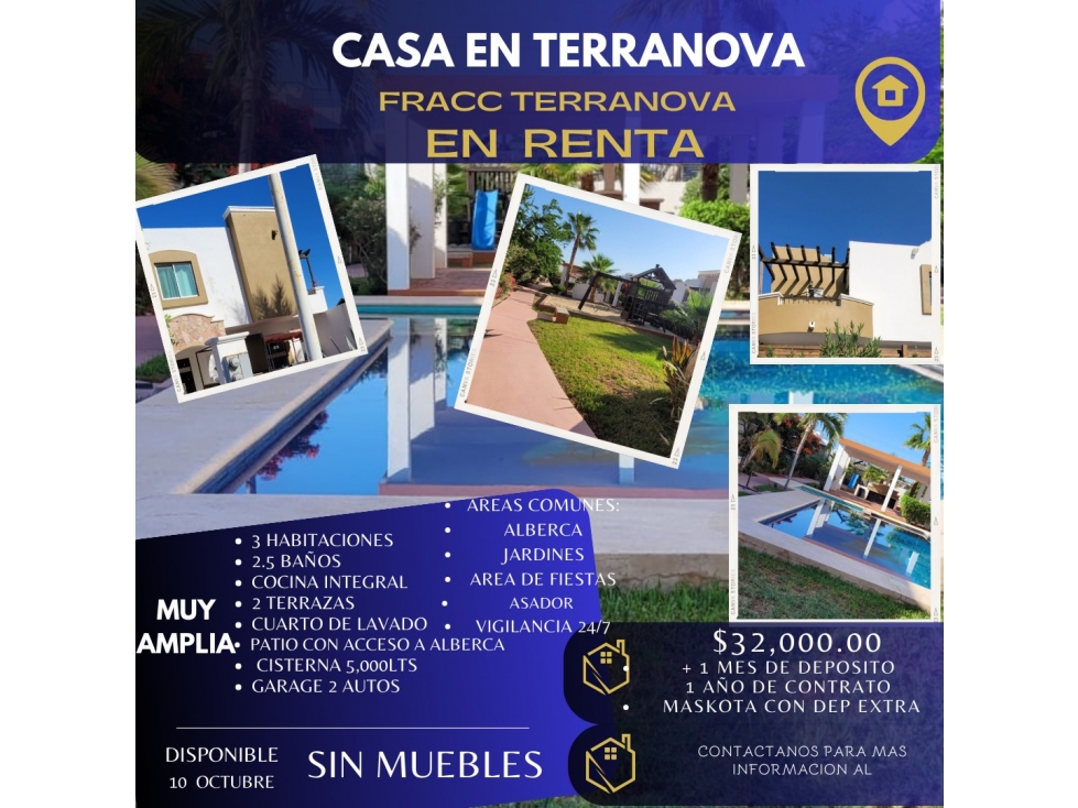 Casa en renta en Terranova Residencial, Cabo San Lucas