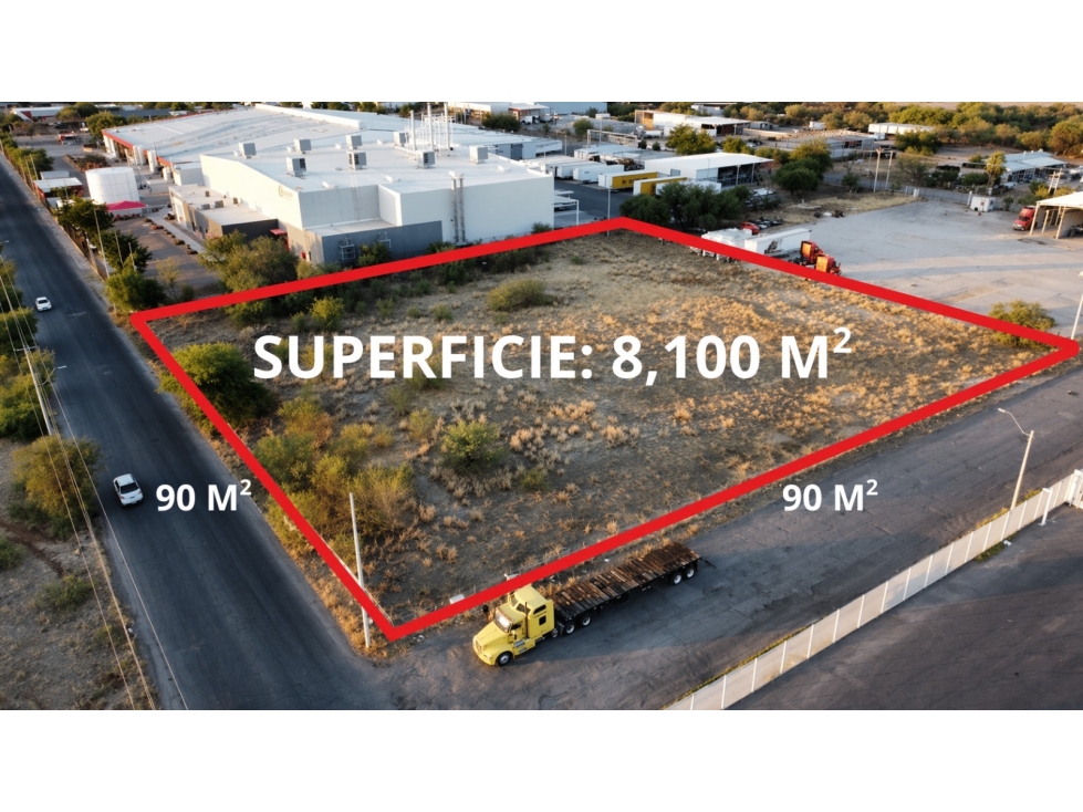 Lote industrial 8100 m2 en esquina Parque Industrial Hermosillo Sonora