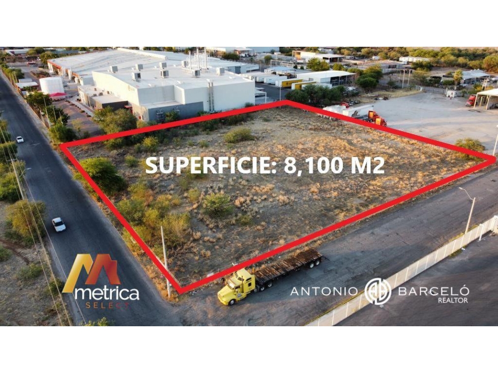 Terreno de 8100 m2 en esquina en Parque Industrial Hermosillo