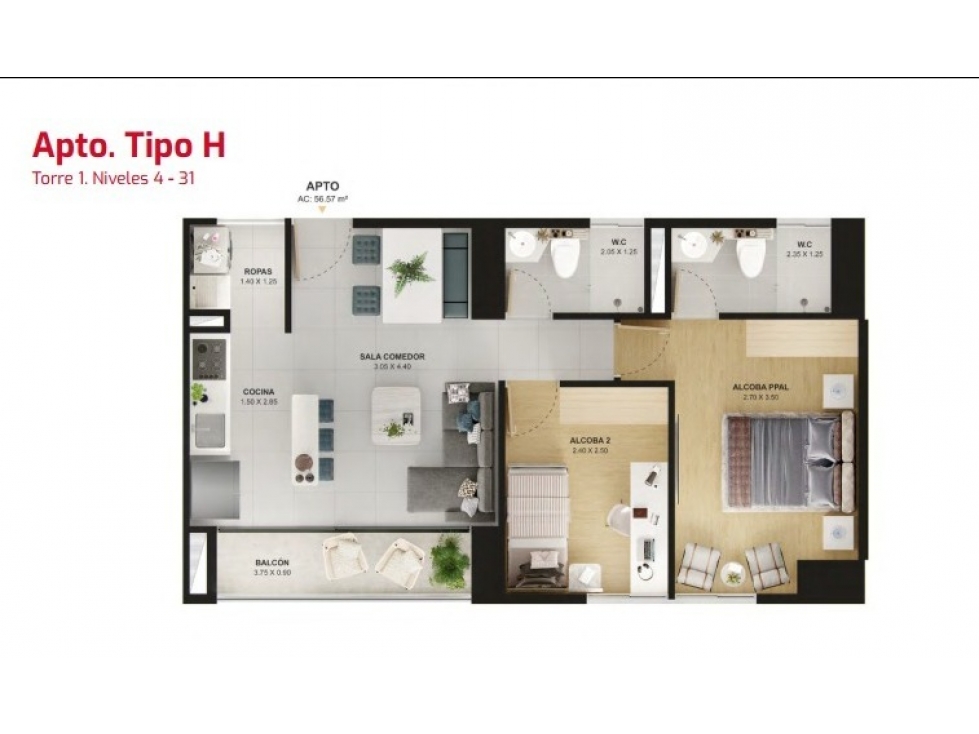 Apartamento en Venta Bello Fabricato, Antioquia.