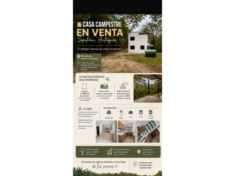 Finca en Sopetran en parcelación