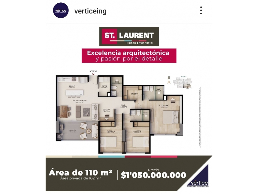 Vendo apartamento de 3 alcobas para estrenar en Envigado. — foto 2