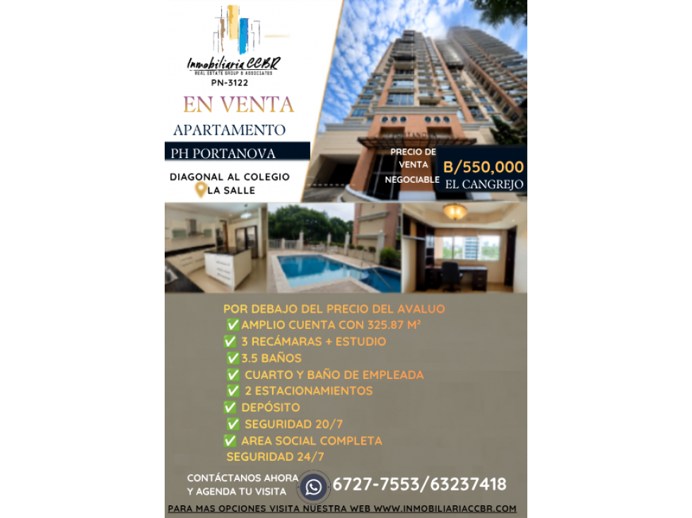 EL CANGREJO PH PORTANOVA AMPLIO APARTAMENTO DE 325M2 - RR