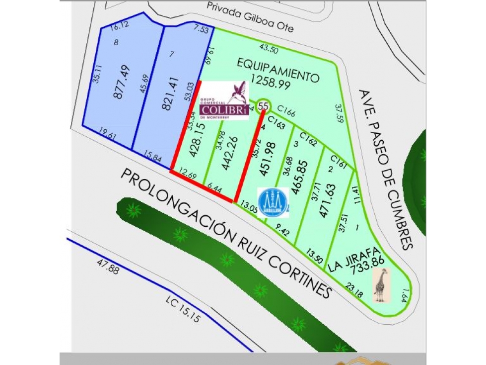 TERRENO EN RENTA 821.41 M 2 PASEO DE CUMBRES POR AVE. PRINCIPAL MAO