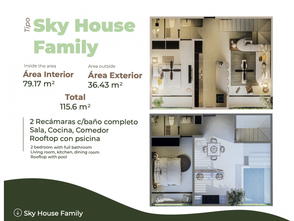 DEPARTAMENTO EN PREVENTA EN TULUM. 2 REC. SKY HOUSE FAMILY. ALF - 1