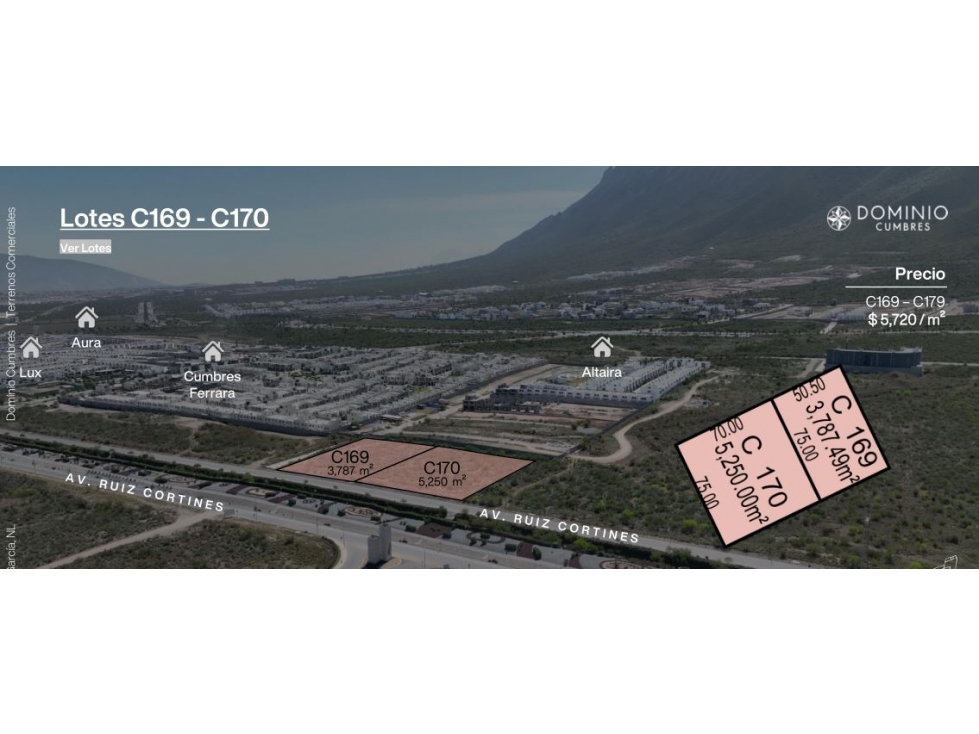 OPORTUNIDAD TERRENOS VENTA COMERCIALES DOMINIO CUMBRES 3787 M2