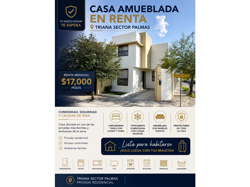TRIANA RESIDENCIAL Casa en RENTA AMUEBLADA en Apodaca MZC ()
