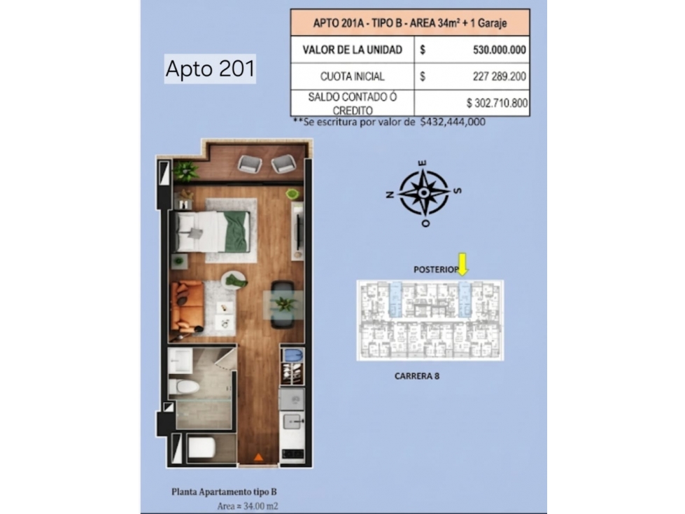 VENDO APARTAESTUDIOS LOFT CHICO RESERVADO - 34 M2- BALCON, SOL TARDE — foto 5