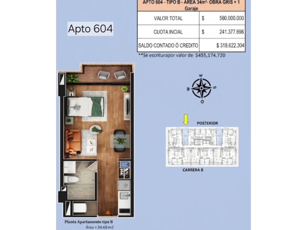 VENDO APARTAESTUDIOS LOFT CHICO RESERVADO - 34 M2- BALCON, SOL TARDE — foto 6