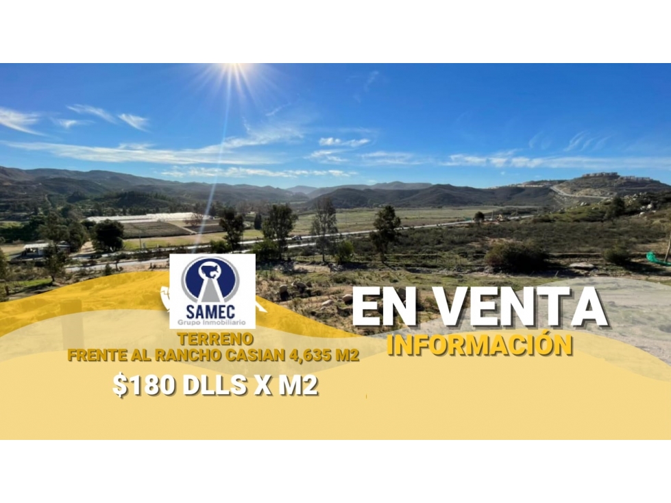 TERRENO EN VENTA FRENTE AL RANCHO CASIAN TIJUANA USD$180.00 X M2 - 1