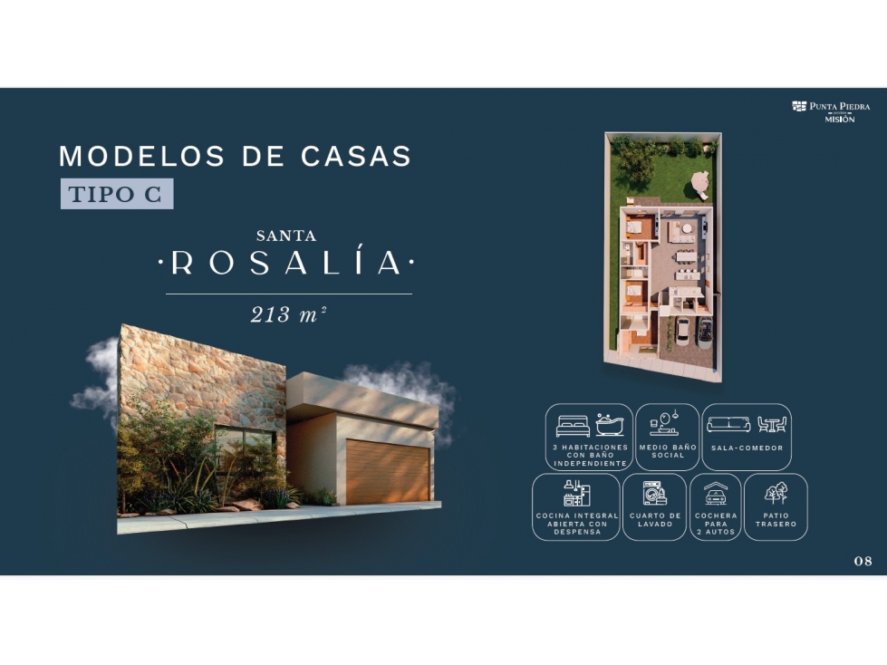 VENTA CASAS MODELO SANTA ROSALIA PUNTA PIEDRA SECCION MISION DESDE