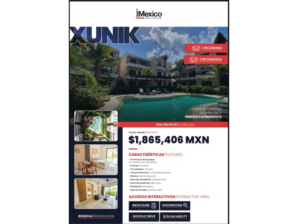 DEPTOS EN VENTA EN DESARROLLO XUNIK EN EL CENTRO DE TULUM DESDE