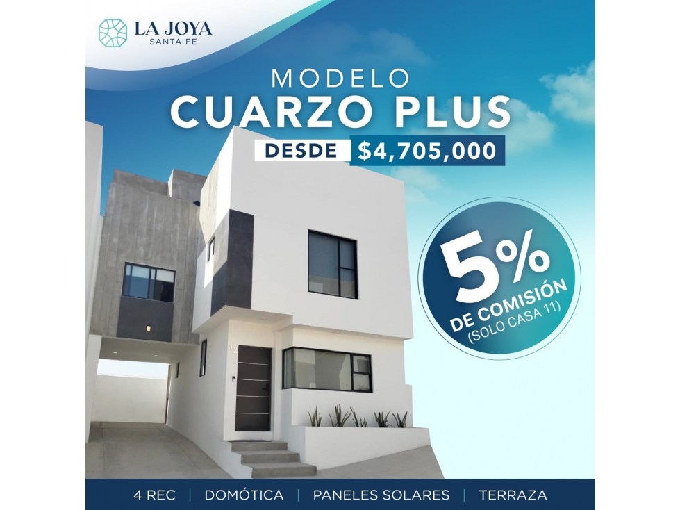 CASA EN VENTA DESARROLLO LA JOYA SANTA FE MODELO CUARZO PLUS
