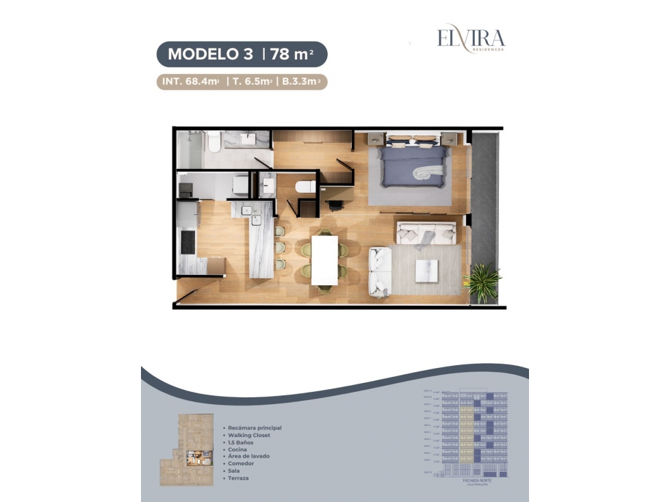 DEPTO. EN VENTA MODELO 3 DE 78 M2 EN ELVIRA RESIDENCES TIJUANA DESDE — foto 2