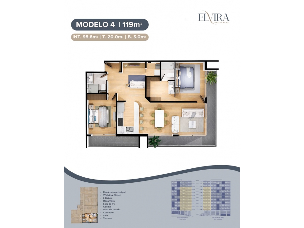 DEPTO. EN VENTA MODELO 4 DE 119 M2 EN ELVIRA RESIDENCES TIJUANA DESDE — foto 2