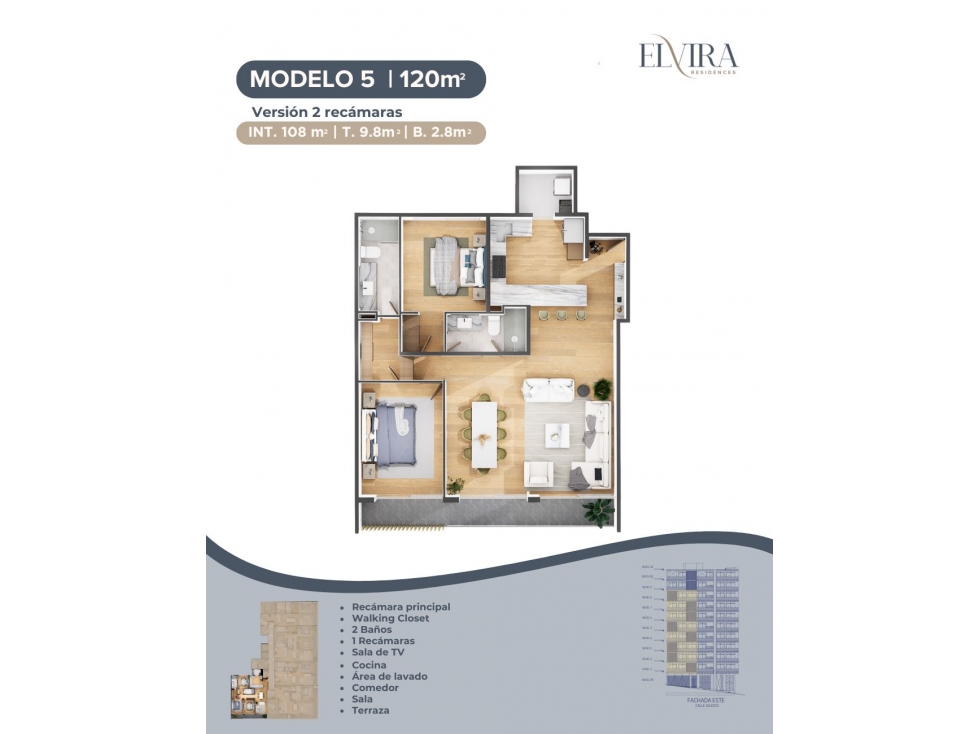 DEPTO. EN VENTA MODELO 5 DE 2 REC. EN ELVIRA RESIDENCES TIJUANA DESDE — foto 2