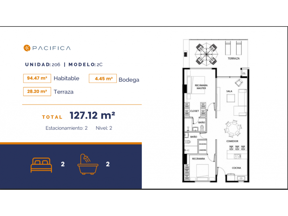 RENTA CONDOMINIO 206 TORRE MAREA EN VILLAS Y PRIVADAS PACIFICA - 3