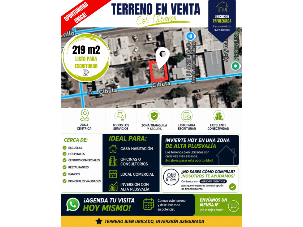 TERRENO EN VENTA "COLONIA OLIVARES" HERMOSILLO