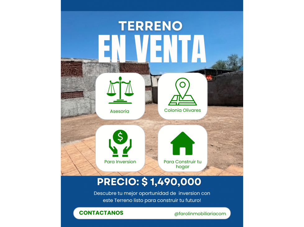 VENTA DE TERRENO EN COLONIA OLIVARES — foto 2