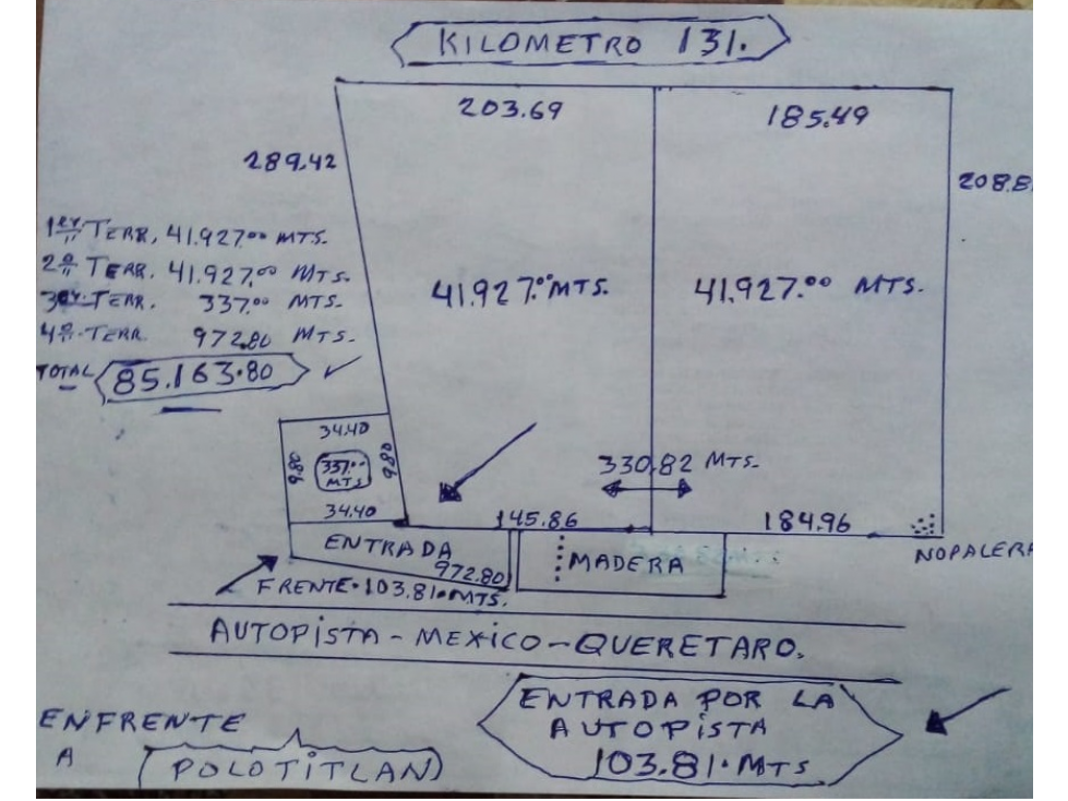 POLOTITLAN ESTADO DE MEXICO, ACCESO A LA AUTOPISTA MEX-QTO 85,163 M2 - 6