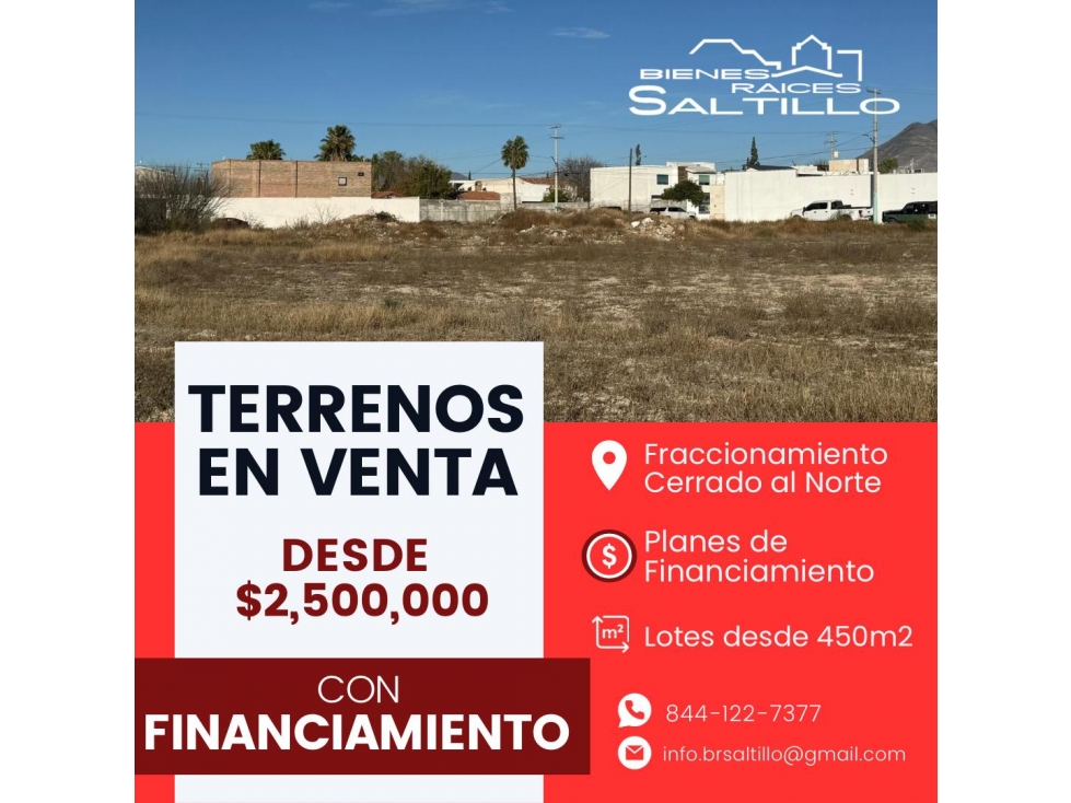 Terrenos en Venta con Financiamiento al Norte de Saltillo en Privado - 1