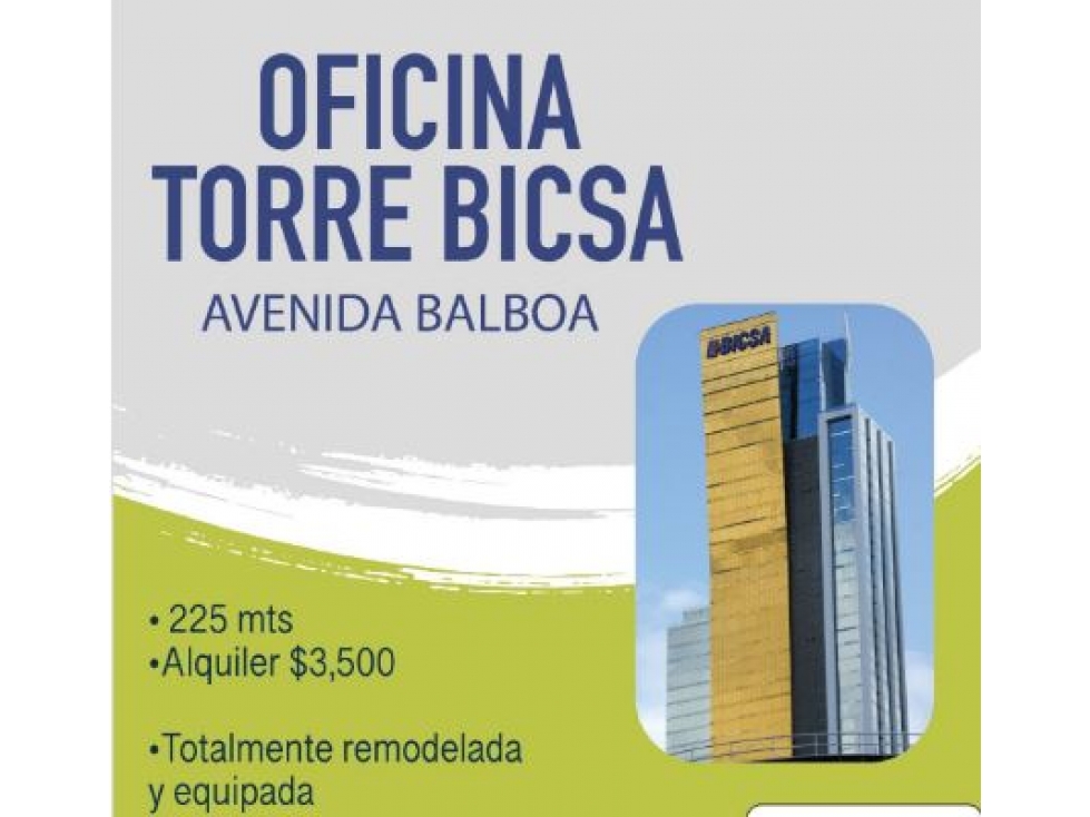 ALQUILER DE OFICINA EN TORRE BICSA