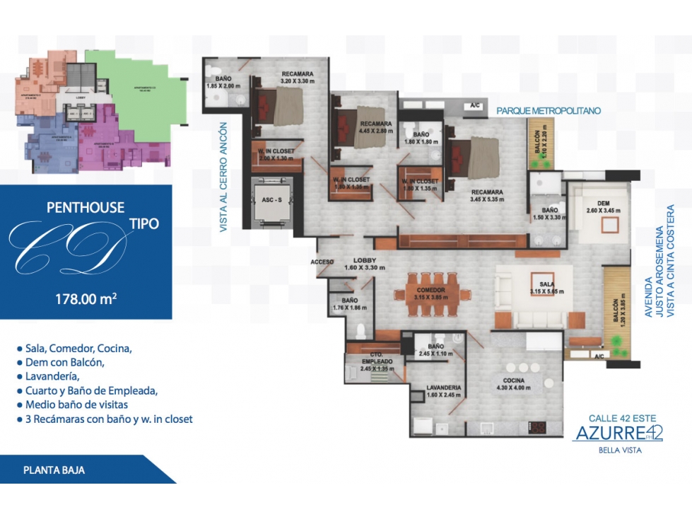 APARTAMENTO PENTHOUSE 230m2 3 RECAMARAS BELLA VISTA PH AZURRE — foto 6