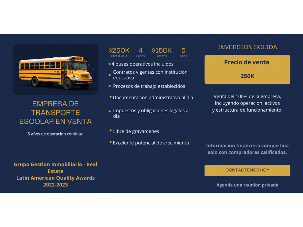 VENTA DE EMPRESA DE TRANSPORTE ESCOLAR | OPORTUNIDAD DE INVERSION