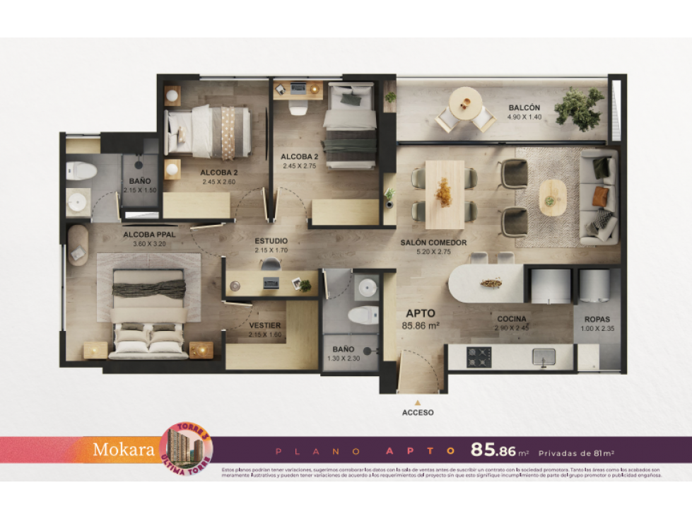 Venta de apartamento en Cesión de Derechos Mokara Sabaneta — foto 3