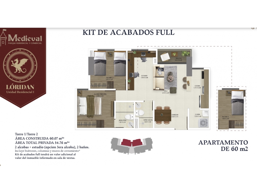 Venta apto Rionegro San Antonio de Pereira-Medieval Parque Residencial — foto 2