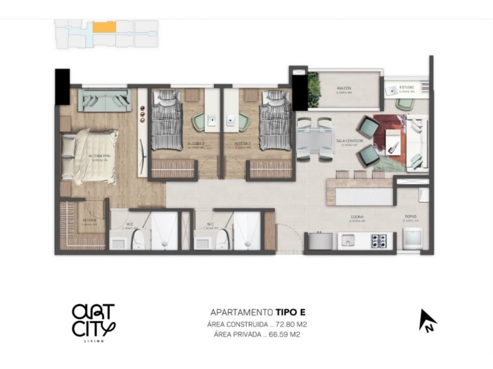 Venta de apartamento Art City obra gris Ciudad del Rio — foto 6