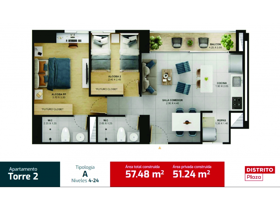 Venta Apartamento DISTRITO PLAZA- Bello Fabricato- Cesión de Derecho — foto 4