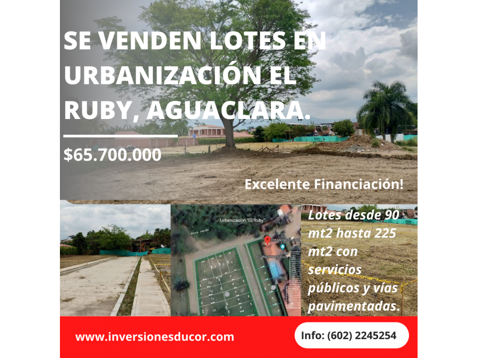 Se venden lotes en Urbanización el Ruby, Aguaclara. - 1