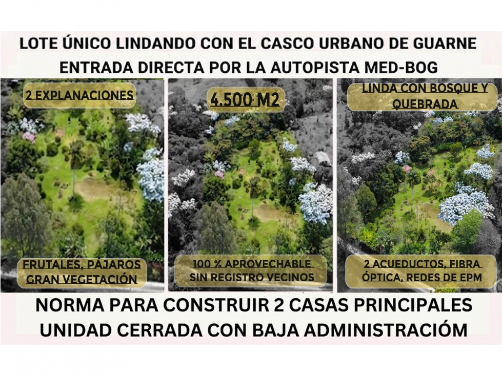 venta lote autopista oriente antioqueño aeropuerto parcelación recibo