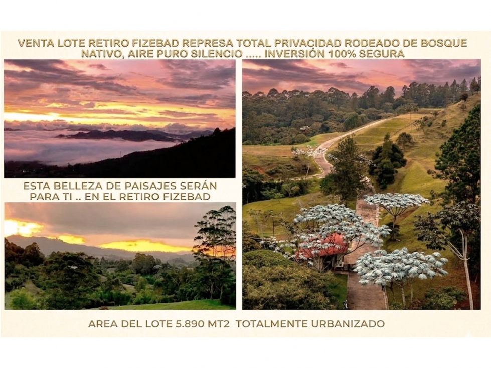 Venta lote parcelación Antioquia retiro fizebad represa bosque vista