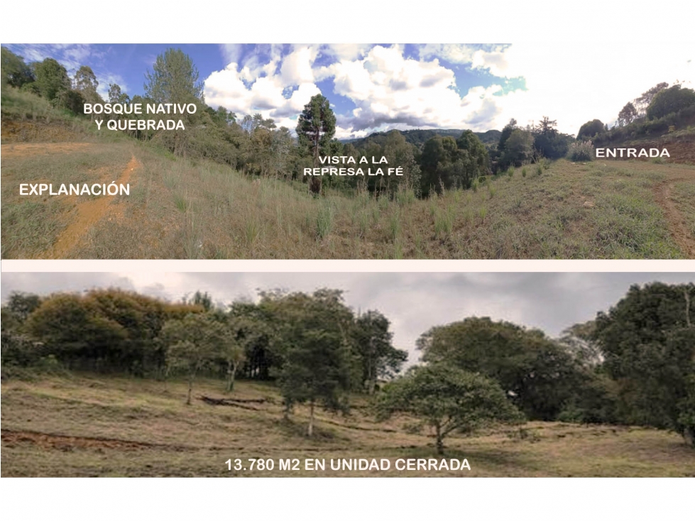 Venta lote parcelación retiro fizebad vista represa la fe 13.780 m2 — foto 2