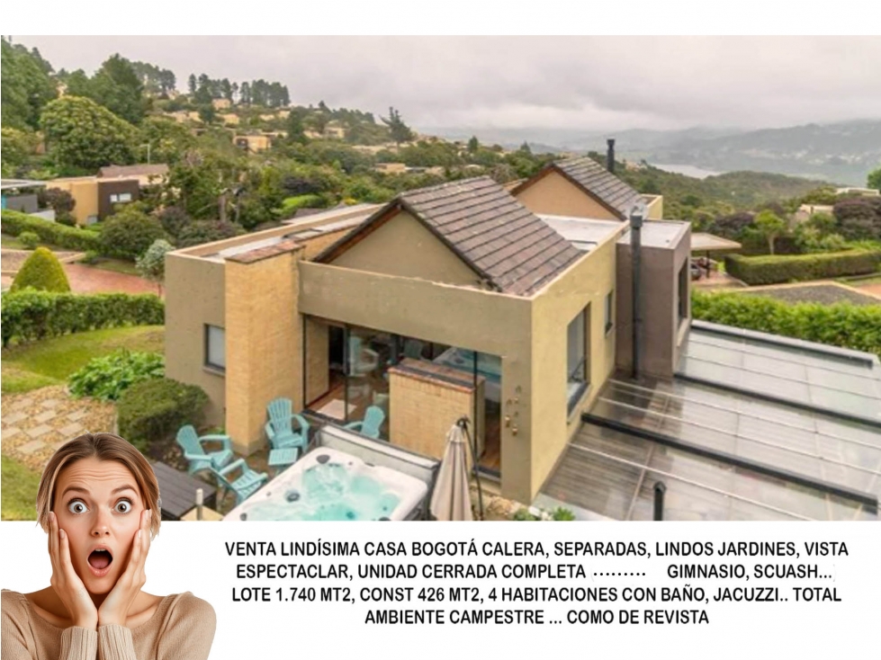 Venta casa campestre Bogotá calera lujo vista panorámica arboretto