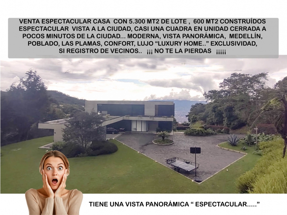 Venta casa campestre Medellín poblado palmas vista a medellín luxury