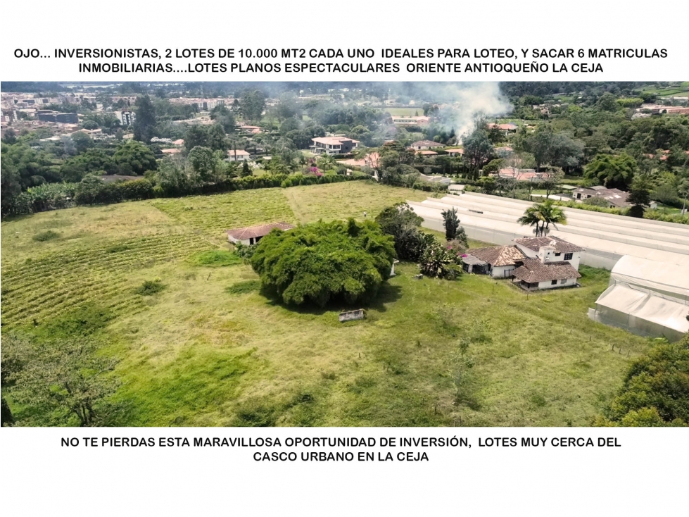 Venta lote plano antioquia la ceja semi urbano comunidad