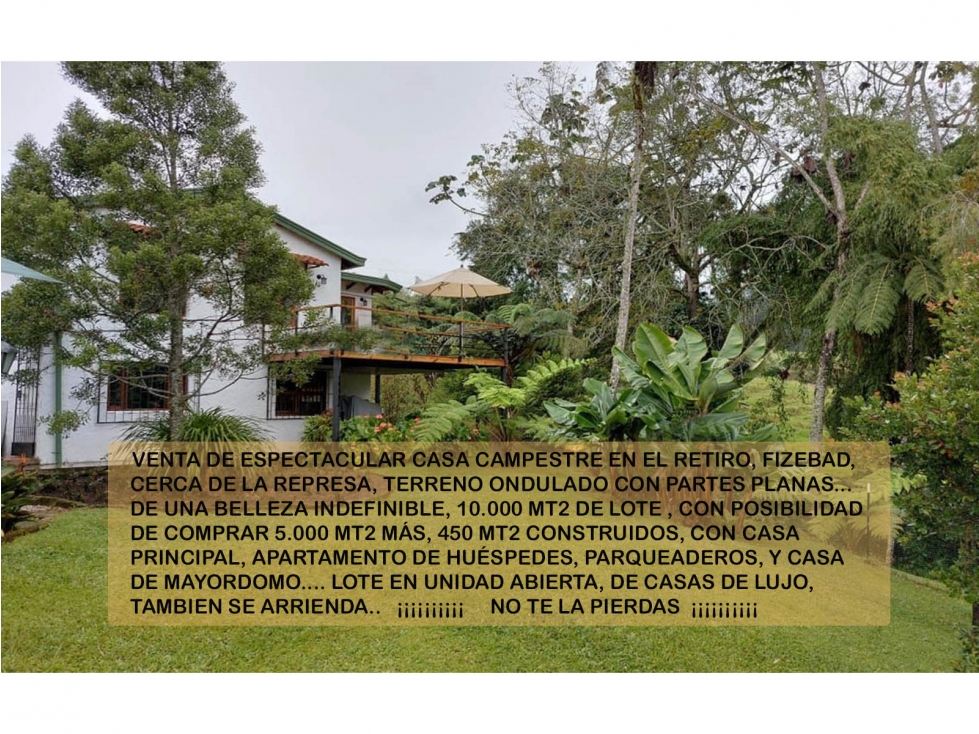 Venta arrienda casa campestre finca antioquia Retiro fizebad 10.000 m2 — foto 5