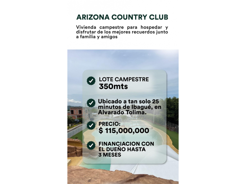 VENDO LOTE EN CONJUNTO CERRADO ARIZONA COUNTRY CLUB ALVARADO
