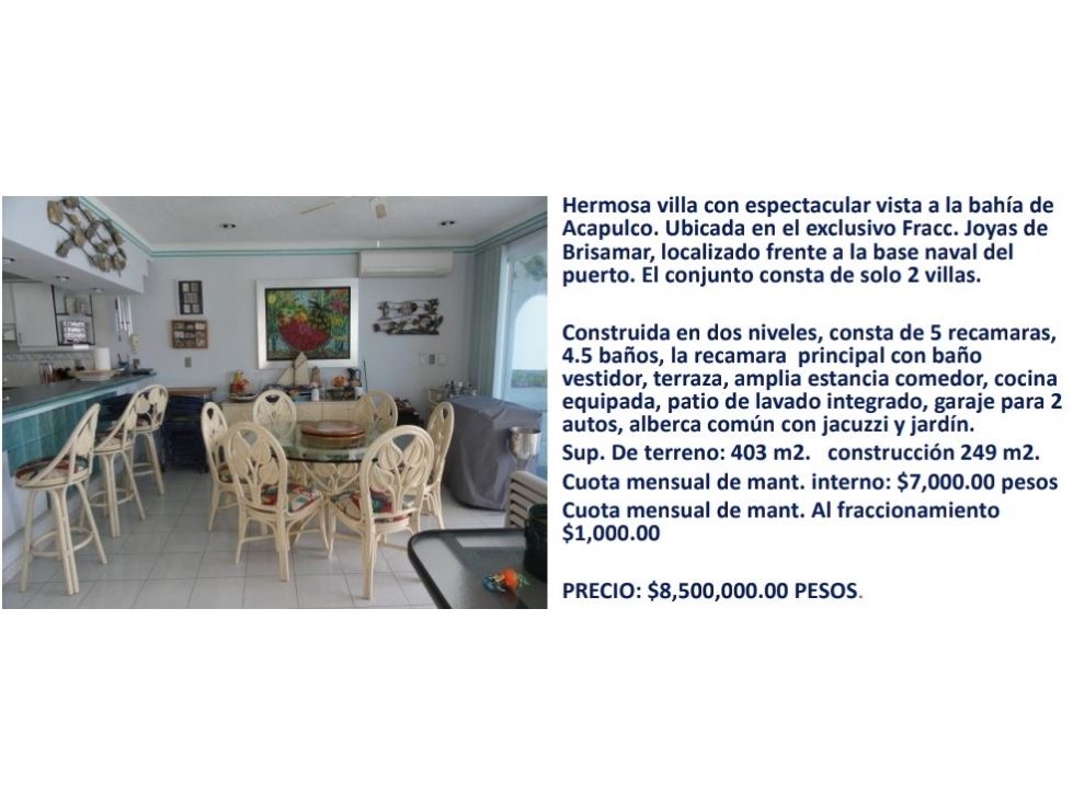 VENT VILLA JOYAS DE BRISAMAR ACAPULCO EXCELENTE UBICACION Y VISTA — foto 3