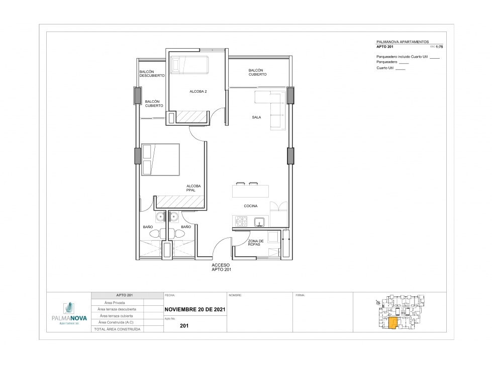 A0475. Vendo! Apartamento de 2 habitaciones y parqueadero enEl Retiro