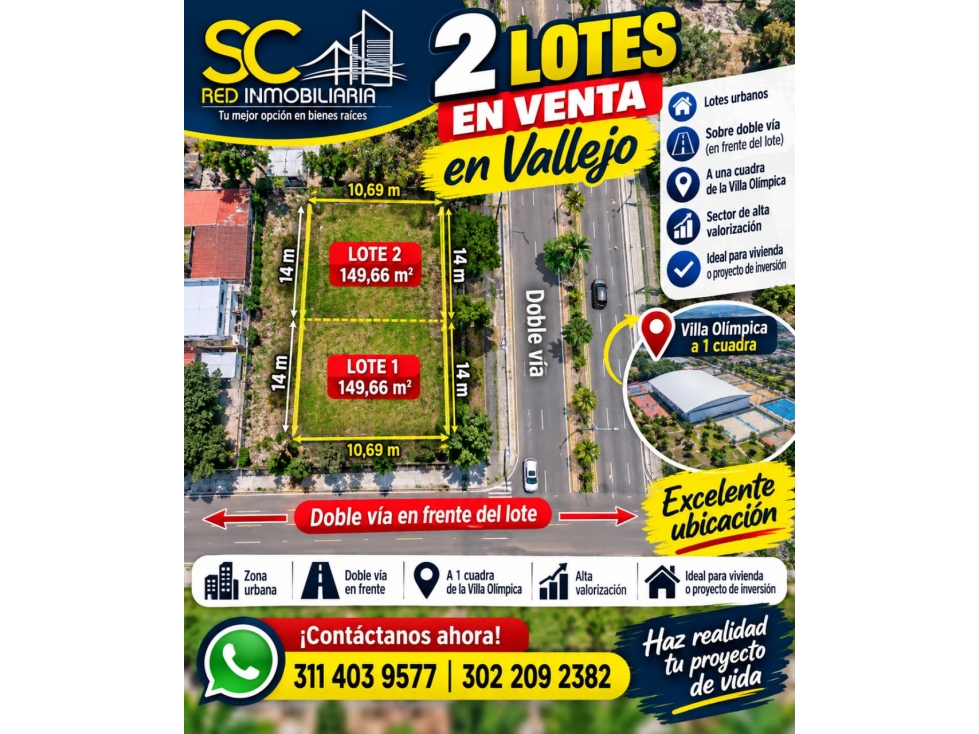 SC INMOBILIARIA VENDE DOS LOTES EN EL B/ VALLEJO- MONTERIA - 2