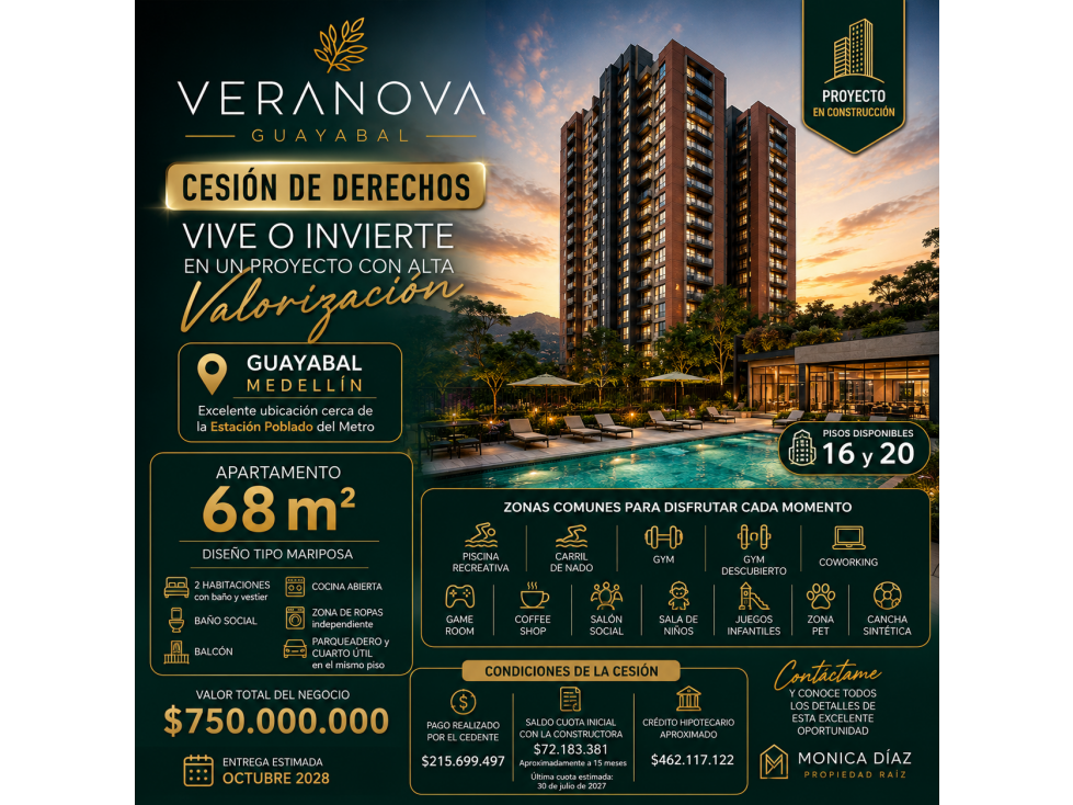 Venta Apartamento CESION DERECHOS Veranova Guayabal Medellín 68.5 m²