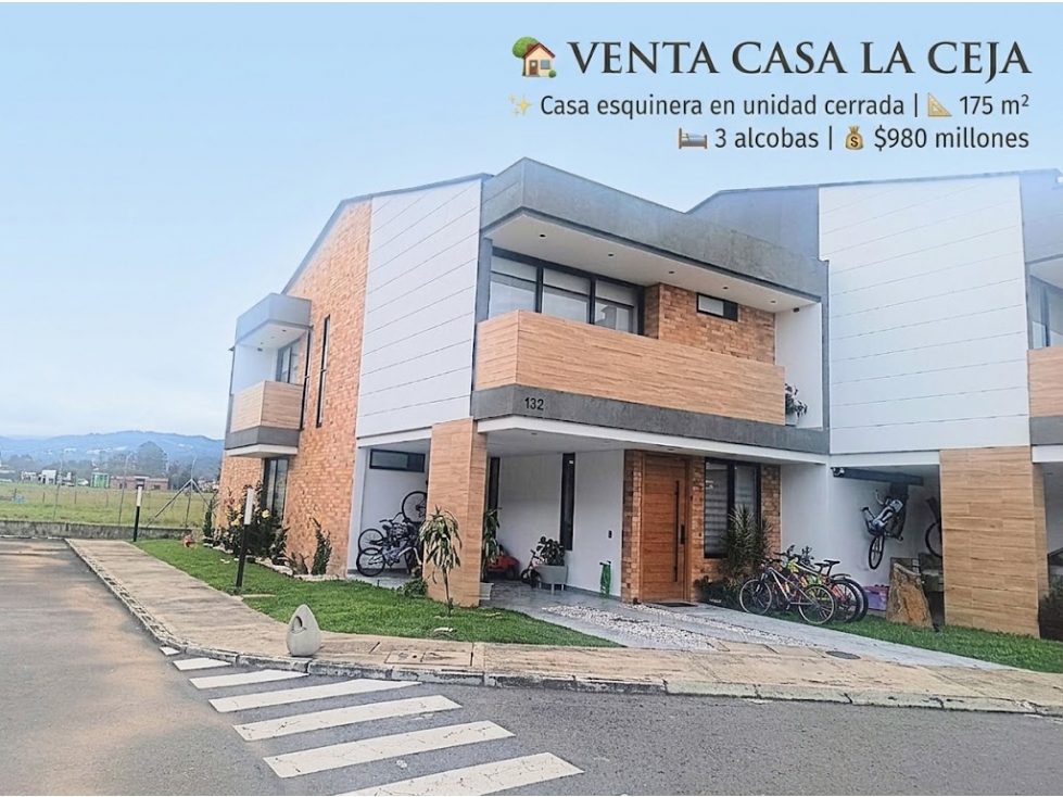 VENTA DE CASA ESPECTACULAR EN SECTOR VIVA, LA CEJA 2 niveles
