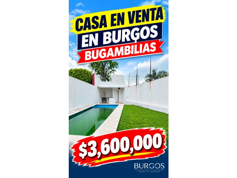CASA DE UN NIVEL EN FRACC. BURGOS BUGAMBILIAS $3,600,000