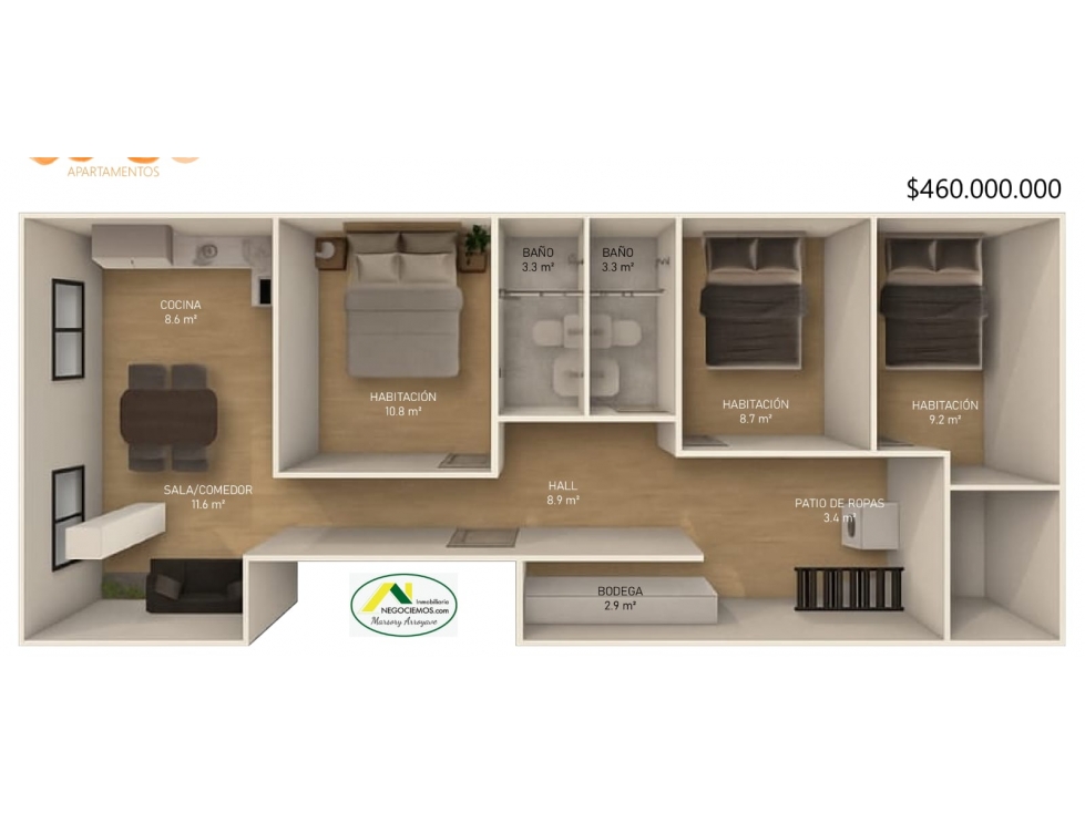 APARTAMENTOS NUEVOS CON PARQUEADERO - 5