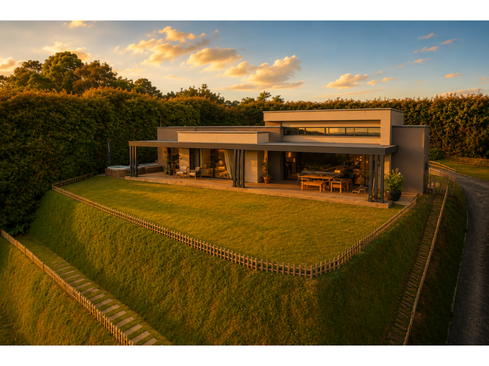 CASA MODERNA DE UN NIVEL CON VISTA Y JACUZZI