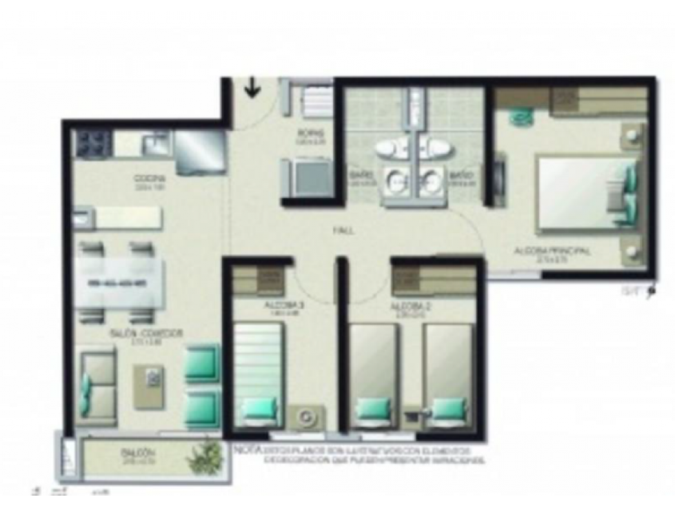 VENTA APARTAMENTO ENSENADA, AMAZONIA, BELLO-57M2 — foto 5
